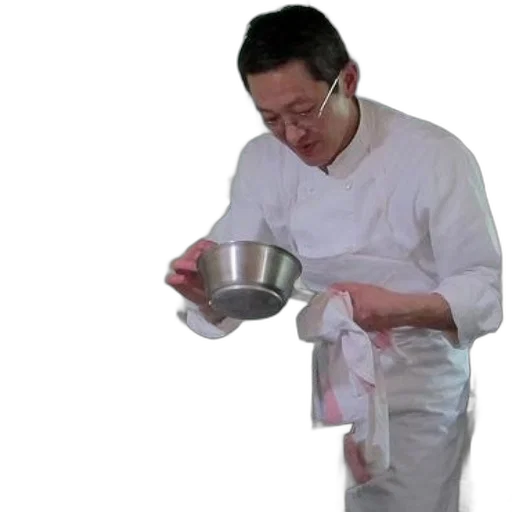 food, staff, photorealistic, underwater, chef, white, uniform, holding transparent PNG cut-out