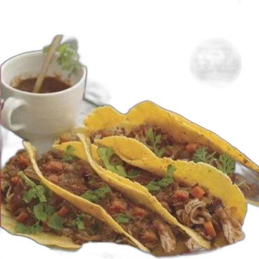 food, photorealistic, 3d render, cookbook, cover, featuring, tacos, cilantro transparent PNG cut-out