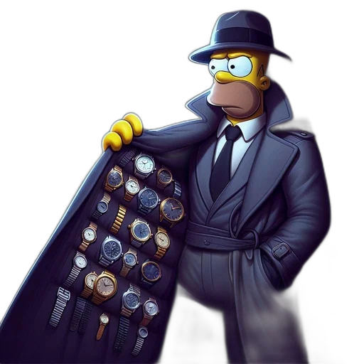jacket, concept art, comic book art, 3d render, cyberpunk, homer, simpson, detective-like transparent PNG cut-out