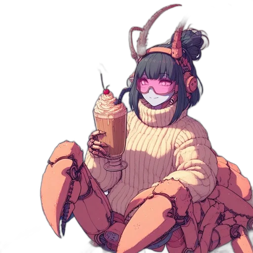 creature, robot, food, jacket, concept art, vaporwave, pixel art, anime transparent PNG cut-out
