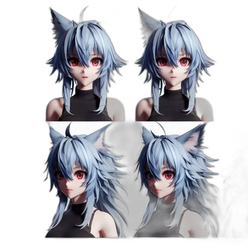 concept art, anime, fantasy art, 3d render, monochrome, blue, dark, animated transparent PNG cut-out