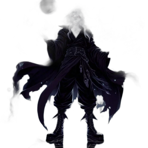 mask, creature, jacket, staff, concept art, fantasy art, comic book art, pixel art transparent PNG cut-out