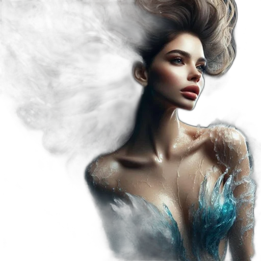 hair, dress, mask, jewelry, fantasy art, photorealistic, concept art, oil painting transparent PNG cut-out