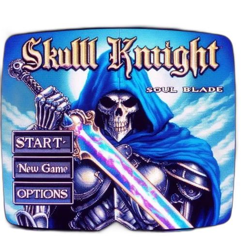 sword, weapon, pixel art, fantasy art, concept art, blue, skull, knight transparent PNG cut-out
