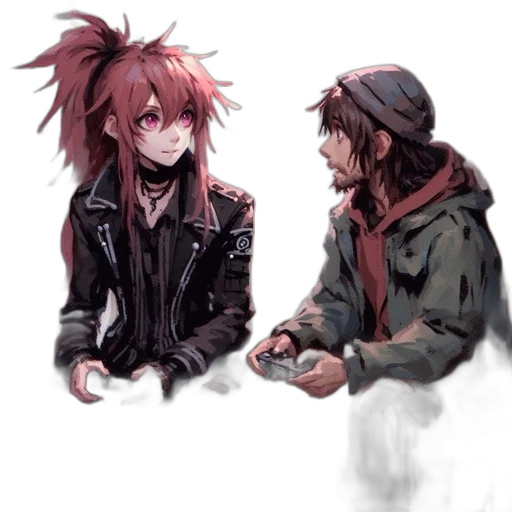 jacket, concept art, watercolor, cyberpunk, anime, fire, neon lights, dark transparent PNG cut-out