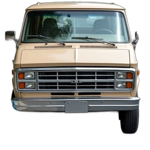 car, first, image, shows, front, beige, van, prominent transparent PNG cut-out