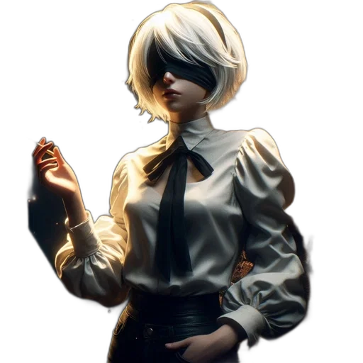 jacket, staff, face, dress, concept art, comic book art, pixel art, cyberpunk transparent PNG cut-out