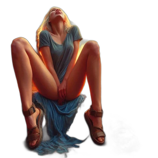 dress, shoes, concept art, fantasy art, photorealistic, comic book art, fire, neon lights transparent PNG cut-out