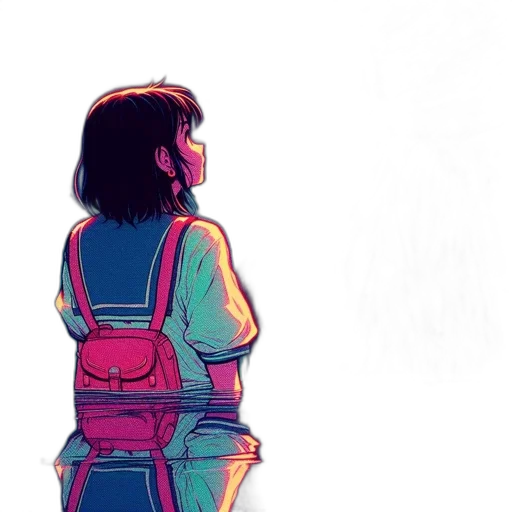 jacket, dress, robot, bottle, concept art, comic book art, watercolor, vaporwave transparent PNG cut-out