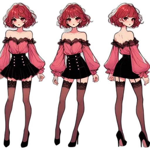 dress, concept art, anime, pixel art, cartoon, red, dark, monochrome transparent PNG cut-out
