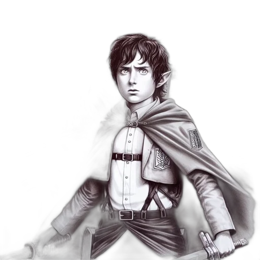 sword, jacket, dragon, fantasy art, photorealistic, concept art, comic book art, monochrome transparent PNG cut-out