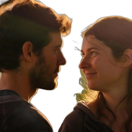 face, photorealistic, fire, sunset, city street, forest, man, woman transparent PNG cut-out