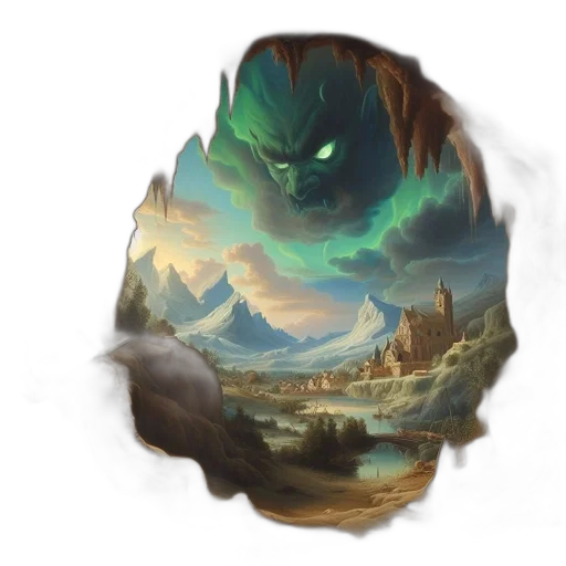 dragon, mask, face, creature, fantasy art, concept art, watercolor, oil painting transparent PNG cut-out