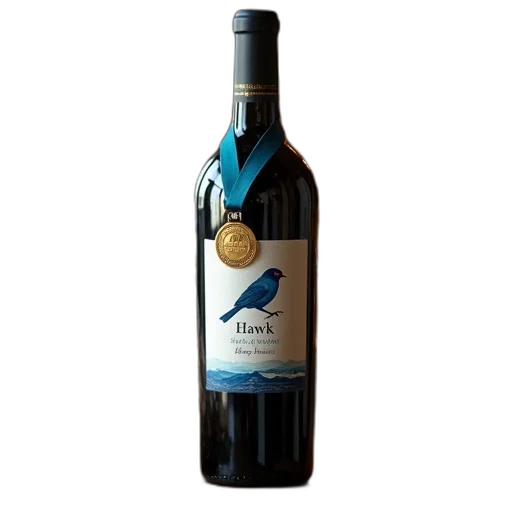bottle, oregon, wine, label, featuring, blue, bird, word transparent PNG cut-out
