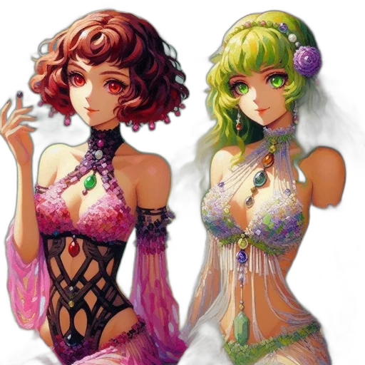fantasy art, pixel art, concept art, anime, green, colorful, neon, pastel transparent PNG cut-out