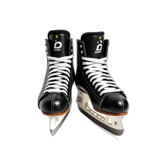 shoes, pair, black, white, ice, skates, laces, brown transparent PNG cut-out