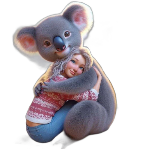 creature, animal, 3d render, photorealistic, concept art, cartoon, koala, bear transparent PNG cut-out