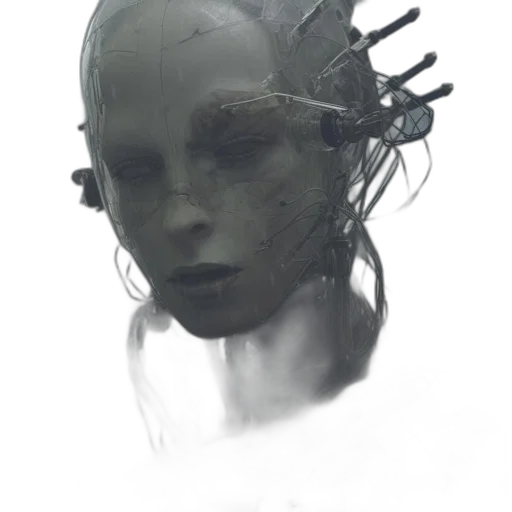 robot, face, mask, creature, concept art, cyberpunk, photorealistic, fantasy art transparent PNG cut-out