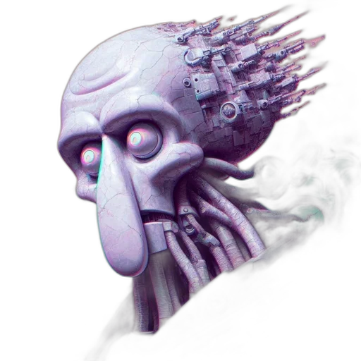 mask, creature, robot, face, concept art, fantasy art, 3d render, watercolor transparent PNG cut-out