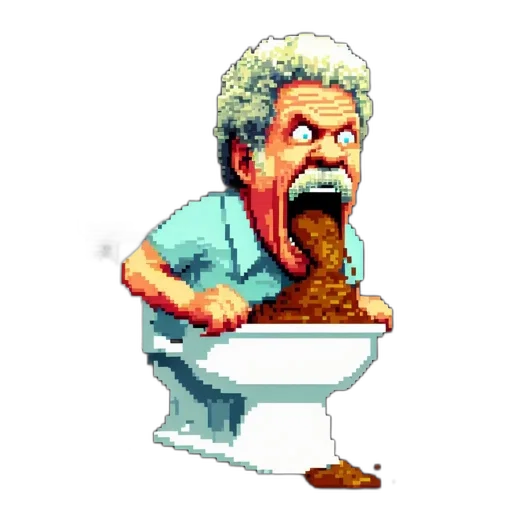 food, creature, pixel art, cartoon, comic book art, concept art, elderly, man transparent PNG cut-out