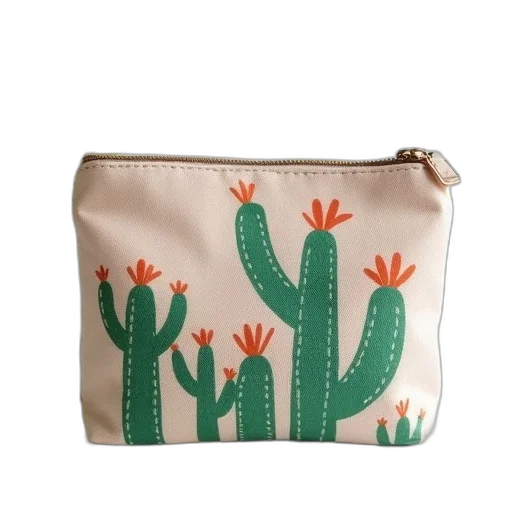 small, canvas, cactus, purse, women, makeup, bag, ladies transparent PNG cut-out