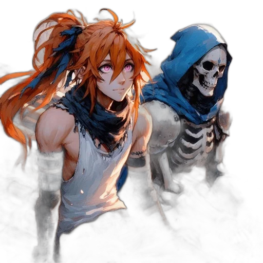 mask, concept art, fantasy art, anime, watercolor, fire, monochrome, blue transparent PNG cut-out