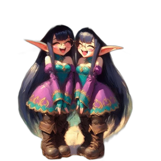 3d render, concept art, fantasy art, pixel art, dark, pastel, two, animated transparent PNG cut-out