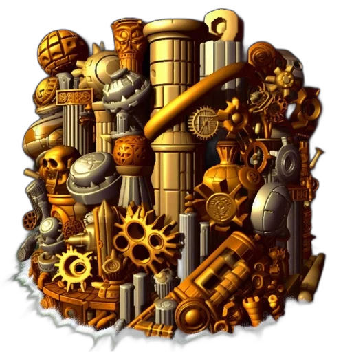 jewelry, furniture, robot, staff, concept art, pixel art, 3d render, fantasy art transparent PNG cut-out