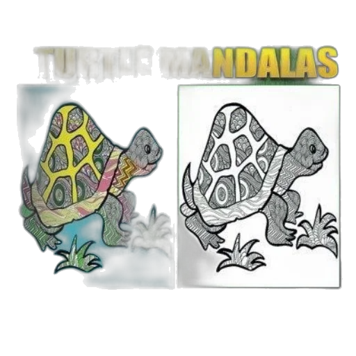 concept art, 3d render, pixel art, fantasy art, coloring, books, adults, turtle transparent PNG cut-out