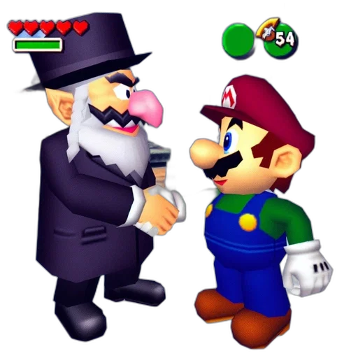 hat, staff, pixel art, concept art, 3d render, cartoon, mario, elderly transparent PNG cut-out