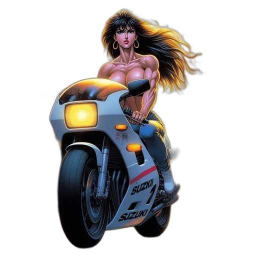 car, comic book art, concept art, fantasy art, cartoon, strong, long-haired, woman transparent PNG cut-out
