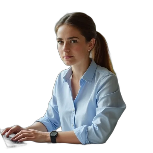 staff, face, jewelry, jacket, photorealistic, experienced, office, assistant transparent PNG cut-out