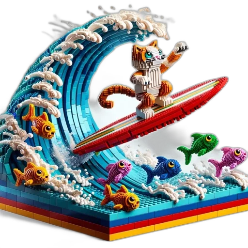 dragon, 3d render, underwater, beach, vibrant, lego, scene, features transparent PNG cut-out