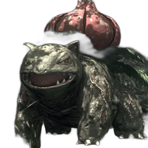 creature, dragon, animal, mask, concept art, 3d render, realistic, venusaur transparent PNG cut-out