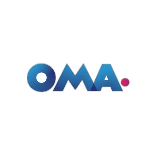 stylized, logo, featuring, word, oma, modern, font, blue transparent PNG cut-out