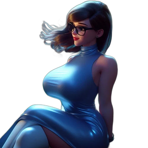 dress, robot, concept art, comic book art, fantasy art, cartoon, neon lights, blue transparent PNG cut-out