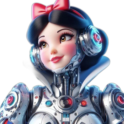 robot, face, 3d render, concept art, cartoon, cyberpunk, outer space, female transparent PNG cut-out