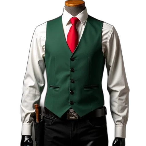 jacket, staff, concept art, 3d render, photorealistic, green, mannequin, dressed transparent PNG cut-out