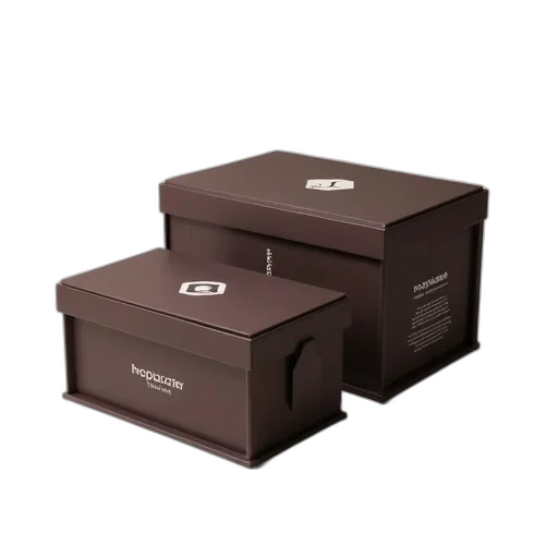 furniture, 3d render, set, three, rectangular, dark, brown, boxes transparent PNG cut-out