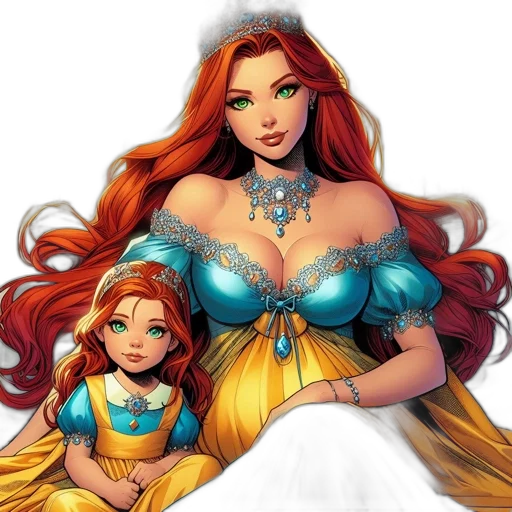 dress, fantasy art, concept art, comic book art, pixel art, golden, colorful, two transparent PNG cut-out