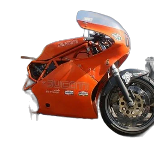 3d render, photorealistic, orange, ducati, motorcycle, words, club, france transparent PNG cut-out