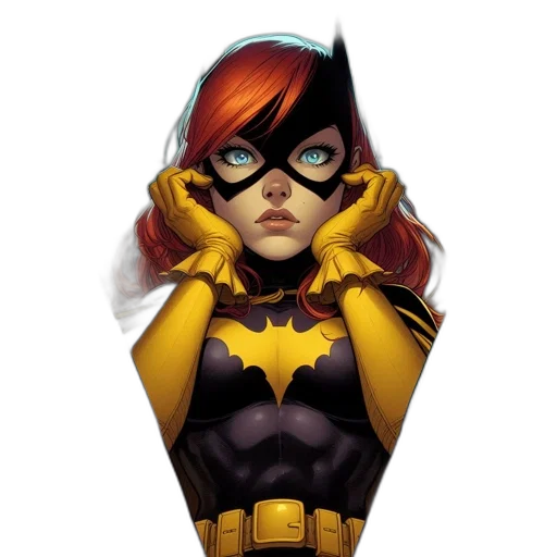 comic book art, concept art, cartoon, fantasy art, golden, batman-inspired, woman, red transparent PNG cut-out