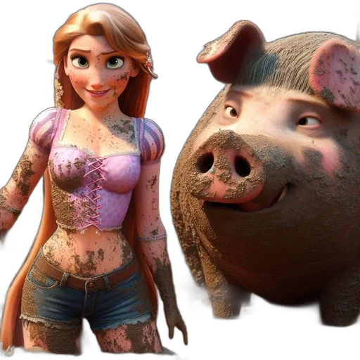 animal, concept art, 3d render, photorealistic, two, animated, characters, smiling transparent PNG cut-out