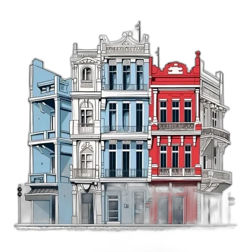 building, furniture, concept art, 3d render, pixel art, comic book art, city street, red transparent PNG cut-out