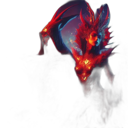 dragon, creature, mask, animal, fantasy art, concept art, pixel art, 3d render transparent PNG cut-out