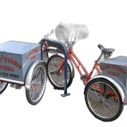 3d render, concept art, two, old, town, pizza, bikes, parked transparent PNG cut-out