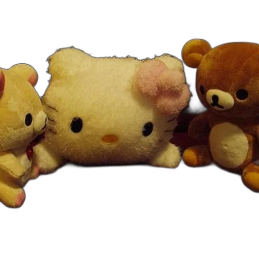 3d render, golden, fluffy, hello, kitty, plushie, pink, bow transparent PNG cut-out