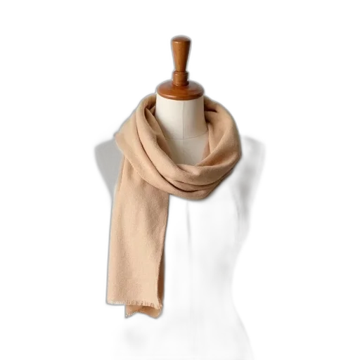 earth tones, mannequin, wearing, beige, scarf, subtle, texture, soft transparent PNG cut-out