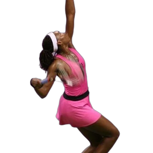 female, tennis, player, vibrant, pink, outfit, captured, mid-action transparent PNG cut-out
