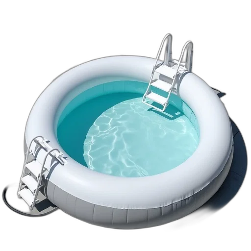 3d render, underwater, white, inflatable, pool, ladder, side, set transparent PNG cut-out